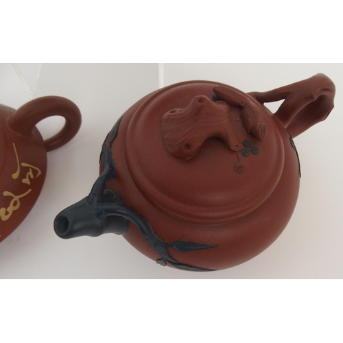 114A - THREE YIXING TEAPOTS