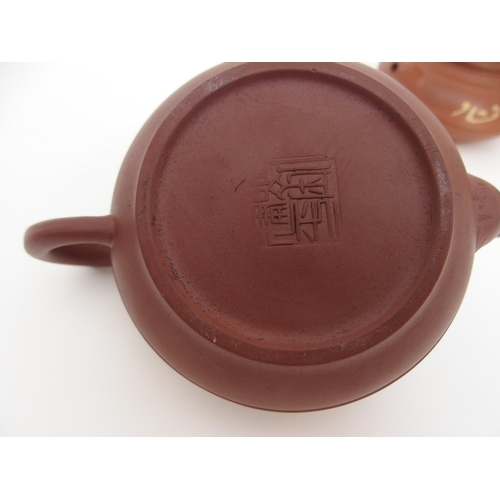 114A - THREE YIXING TEAPOTS