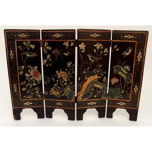 116A - A CHINESE LACQUERED FOUR-FOLD TABLE SCREEN