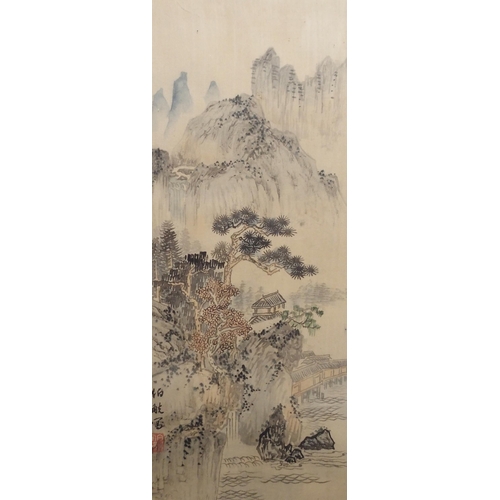 116A - A CHINESE LACQUERED FOUR-FOLD TABLE SCREEN