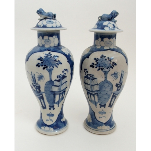 118 - A PAIR OF CHINESE BLUE AND WHITE BALUSTER VASES