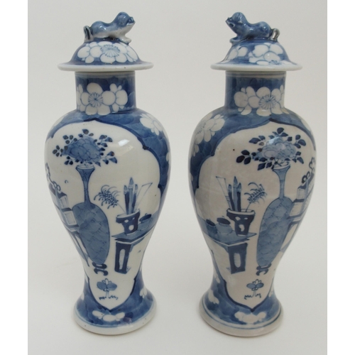 118 - A PAIR OF CHINESE BLUE AND WHITE BALUSTER VASES