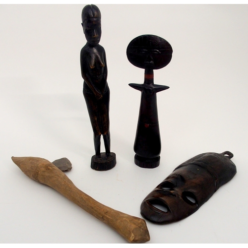 61 - A GROUP OF AFRICAN CARVED OBJECTS