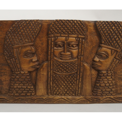 62 - TWO BENIN CARVED OBA PLAQUES