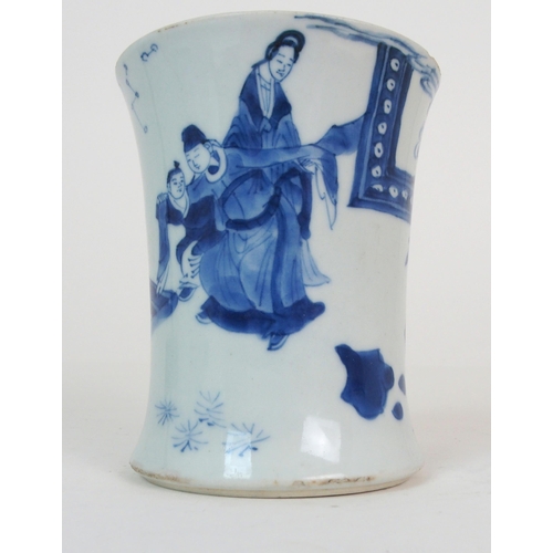 65 - A CHINESE BLUE AND WHITE WAISTED VASE