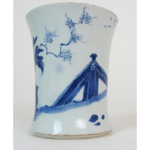 65 - A CHINESE BLUE AND WHITE WAISTED VASE