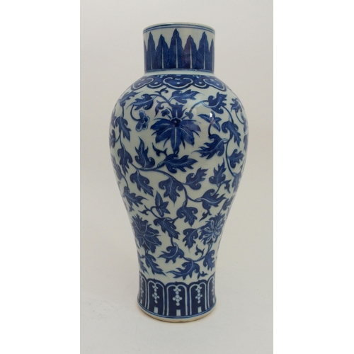 66 - A CHINESE BLUE AND WHITE BALUSTER VASE