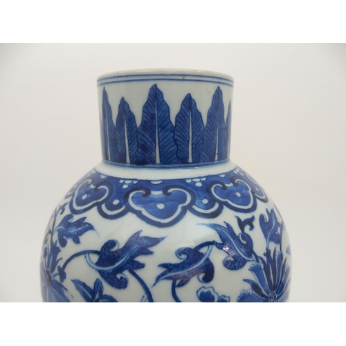 66 - A CHINESE BLUE AND WHITE BALUSTER VASE