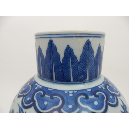 66 - A CHINESE BLUE AND WHITE BALUSTER VASE