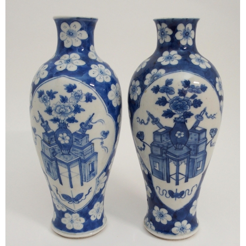 69 - A PAIR OF CHINESE BLUE AND WHITE BALUSTER VASES