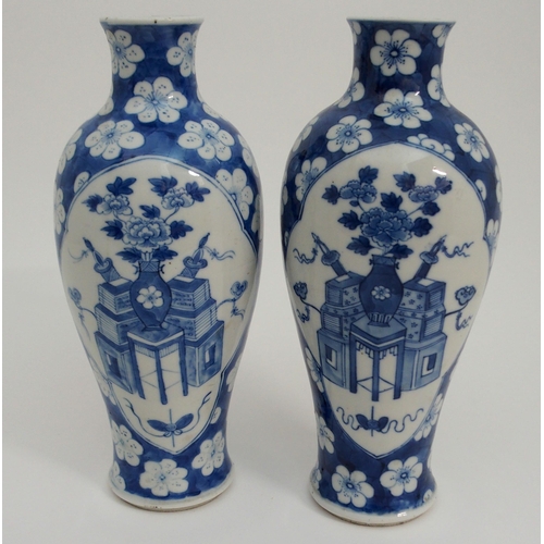 69 - A PAIR OF CHINESE BLUE AND WHITE BALUSTER VASES