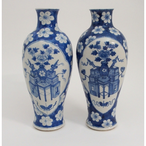 69 - A PAIR OF CHINESE BLUE AND WHITE BALUSTER VASES