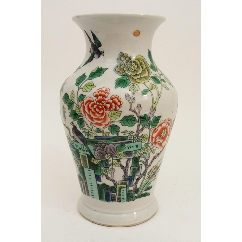 73 - A CHINESE FAMILLE VERTE BALUSTER VASE