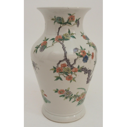 73 - A CHINESE FAMILLE VERTE BALUSTER VASE