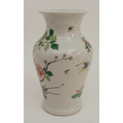 73 - A CHINESE FAMILLE VERTE BALUSTER VASE