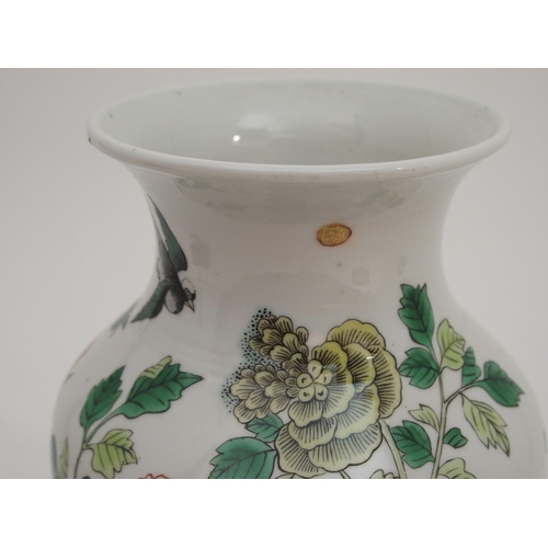 73 - A CHINESE FAMILLE VERTE BALUSTER VASE