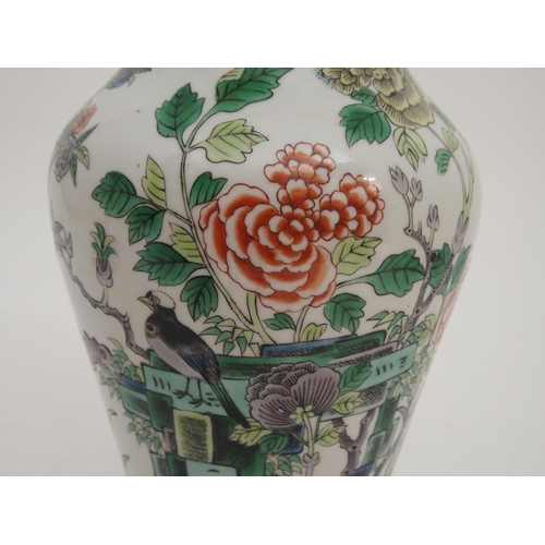 73 - A CHINESE FAMILLE VERTE BALUSTER VASE