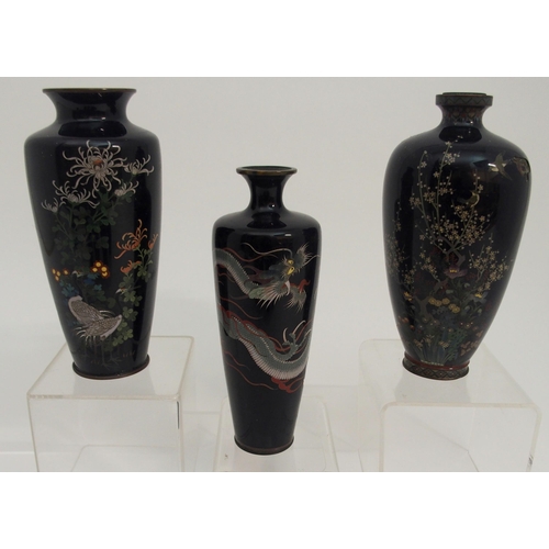 75 - TEN JAPANESE CLOISONNE VASES