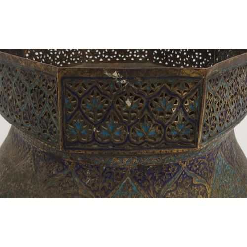 80 - A PERSIAN COPPER AND ENAMEL VASE