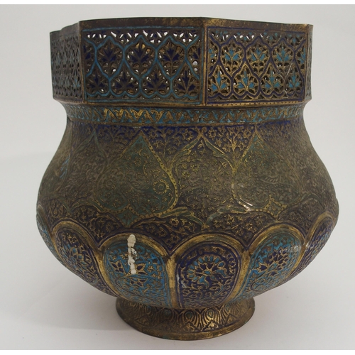 80 - A PERSIAN COPPER AND ENAMEL VASE