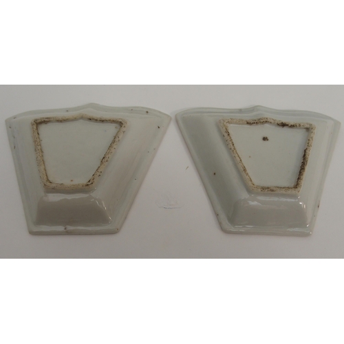 83 - TWO CHINESE FAN SHAPED DISHES