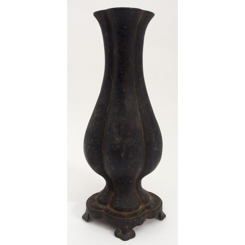 89 - A CHINESE BRONZE QUATREFOIL LOBED VASE