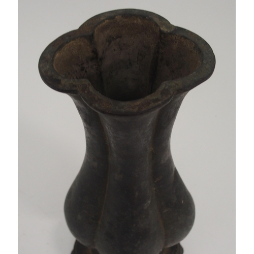 89 - A CHINESE BRONZE QUATREFOIL LOBED VASE