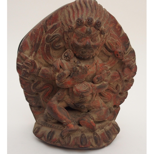 97 - AN INDIAN TERRACOTTA STELE OF VISHNU