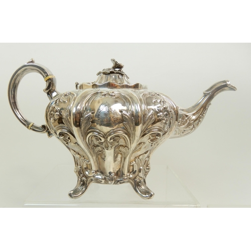 151 - A VICTORIAN THREE PIECE SILVER TEA SERVICE