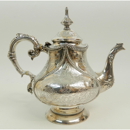 155 - A VICTORIAN SILVER TEAPOT