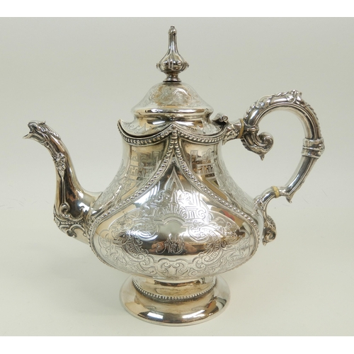 155 - A VICTORIAN SILVER TEAPOT