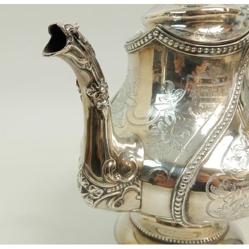 155 - A VICTORIAN SILVER TEAPOT