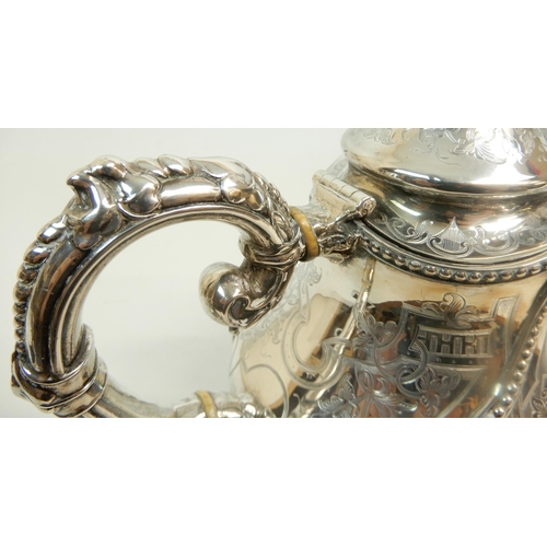 155 - A VICTORIAN SILVER TEAPOT