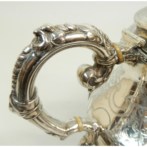 155 - A VICTORIAN SILVER TEAPOT