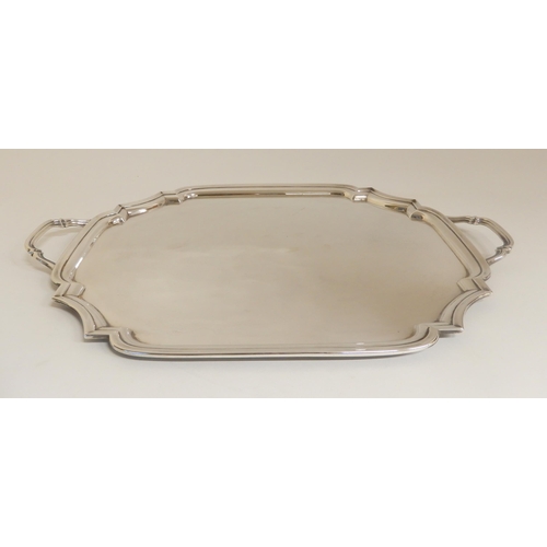 160 - A TWIN HANDLED SILVER SERVING TRAY