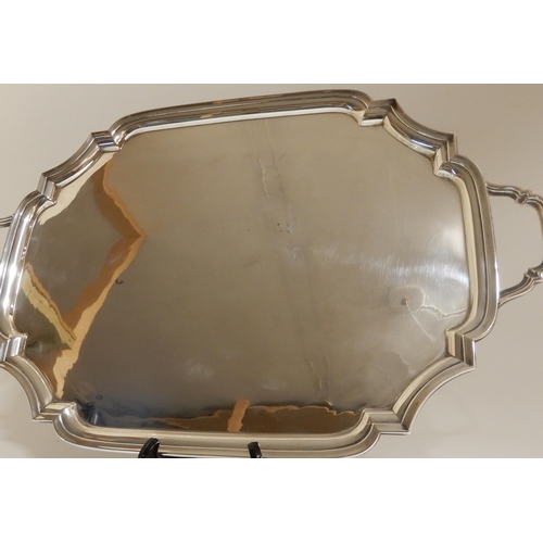 160 - A TWIN HANDLED SILVER SERVING TRAY