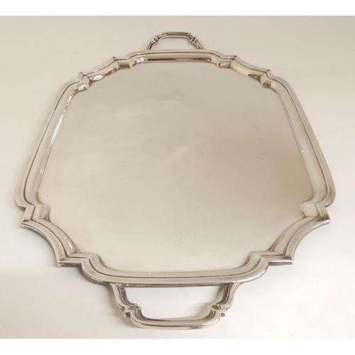 160 - A TWIN HANDLED SILVER SERVING TRAY