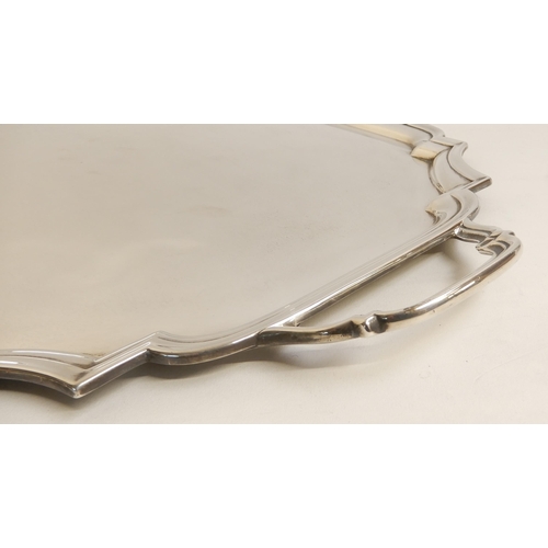 160 - A TWIN HANDLED SILVER SERVING TRAY