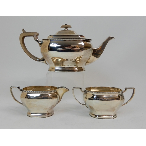 170 - A THREE PIECE SILVER TEA SERVICE