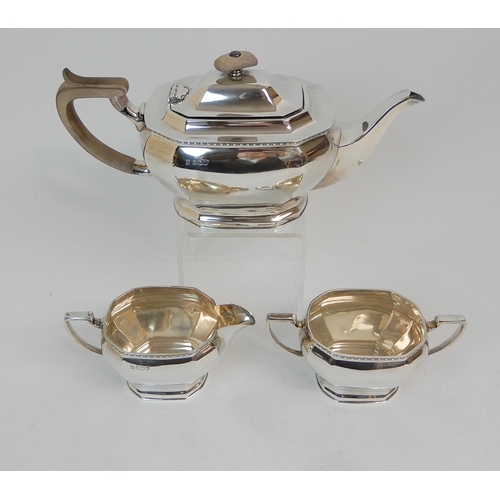 170 - A THREE PIECE SILVER TEA SERVICE