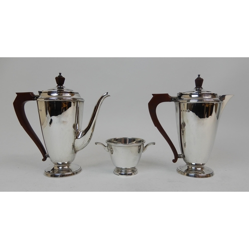 171 - A THREE PIECE SILVER CAFE AU LAIT SET