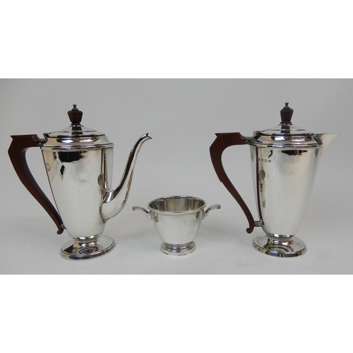 171 - A THREE PIECE SILVER CAFE AU LAIT SET