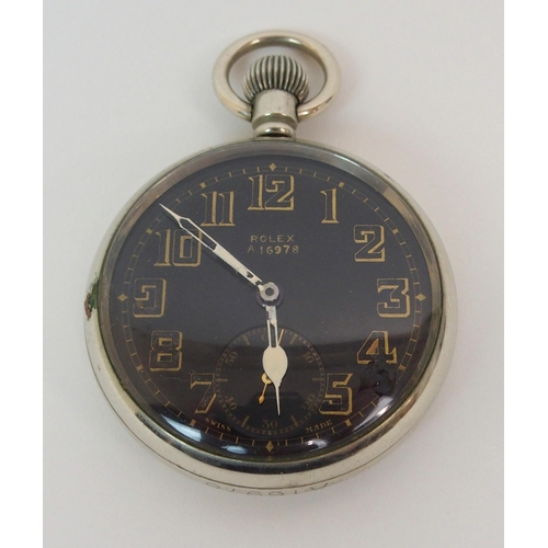 261 - A ROLEX MILITARY ISSUE NICKEL CASED POCKET WATCH