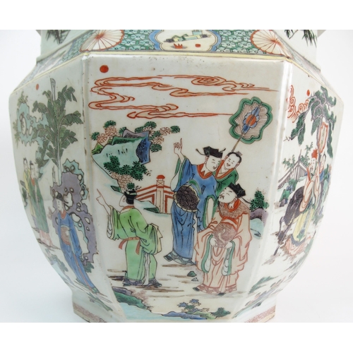 3 - A CHINESE OCTAGONAL FAMILLE VERTE JARDINIERE