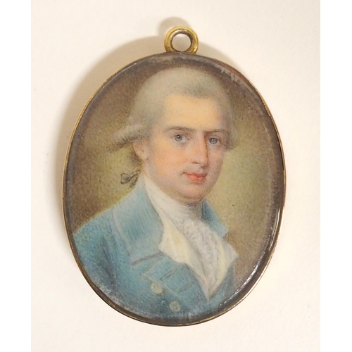 334 - A PAINTED PORTRAIT MINIATURE OF HUGH NIVEN OF WHITEHALLS