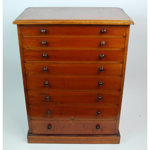 349 - A 20TH CENTURY PAINTED PINE GRADUATED EIGHT DRAWER COLLECTORS CABINET