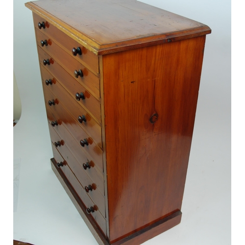 349 - A 20TH CENTURY PAINTED PINE GRADUATED EIGHT DRAWER COLLECTORS CABINET