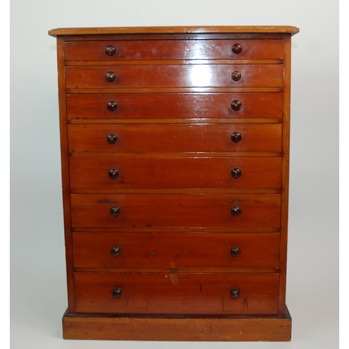 349 - A 20TH CENTURY PAINTED PINE GRADUATED EIGHT DRAWER COLLECTORS CABINET