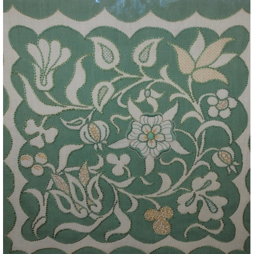 352 - A MARY ANAIS CARAMAN FOR THE ROYAL SCHOOL OF NEEDLEWORK EMBROIDERED APPLIQUE PANEL  1929