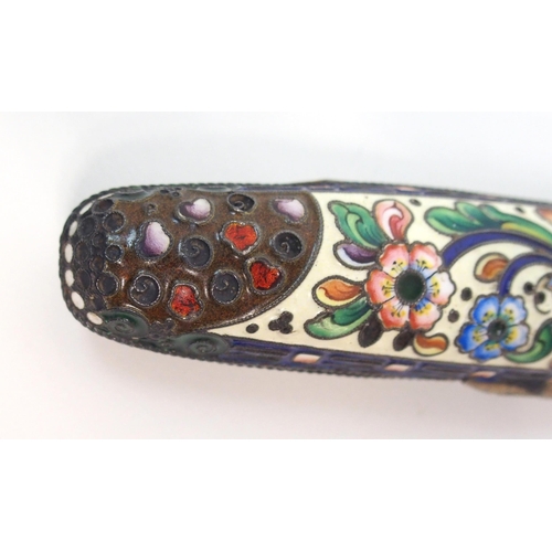 353 - AN UNMARKED POSSIBLY RUSSIAN GILT-METAL AND ENAMEL CIGAR HOLDER